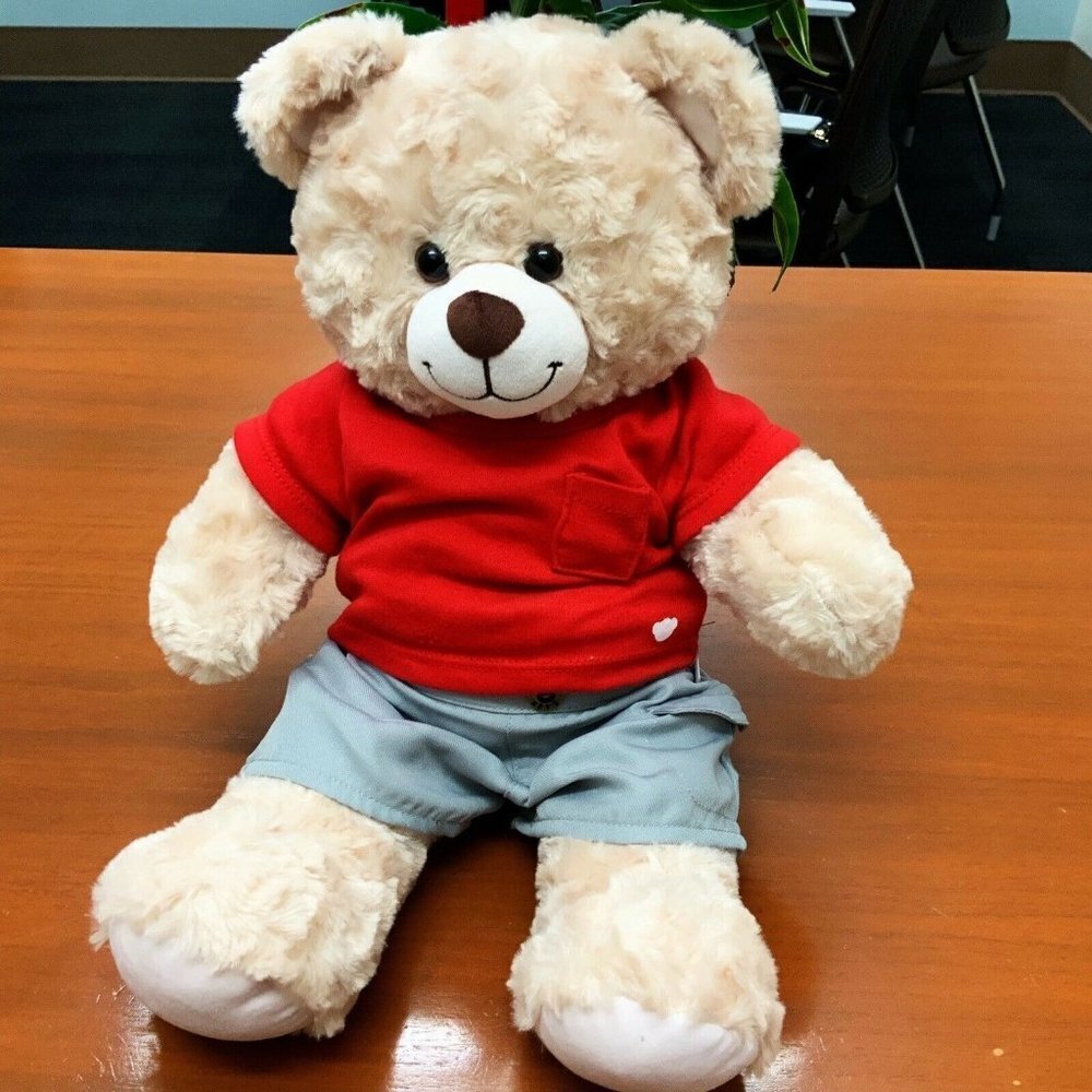 Build A Bear Classic Teddy Bear with Shirt and Shorts 17” Plush Super Clean Cute